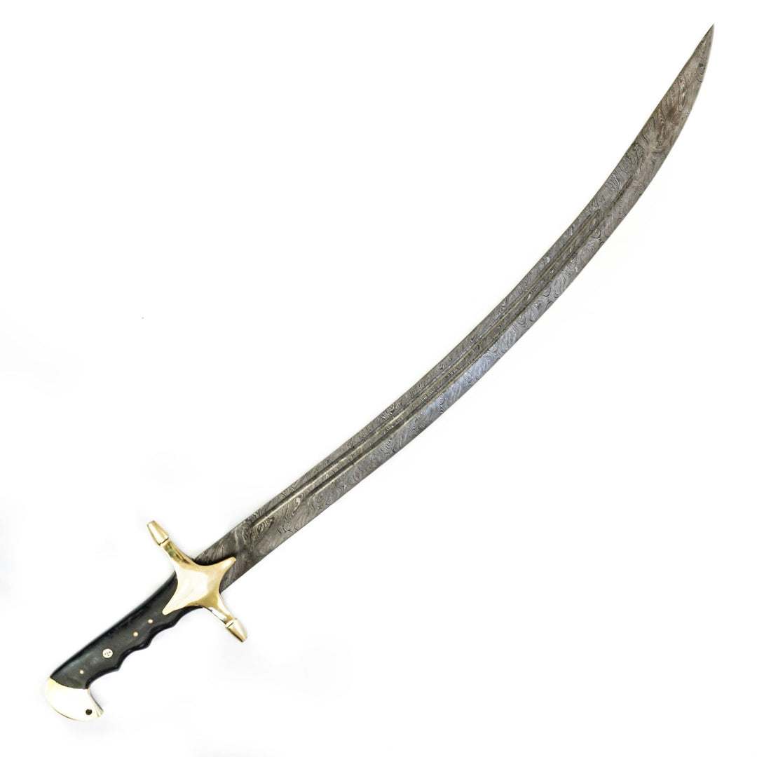 Scimitar Bundle- Damascus Steel Scimitar Sword- Maintenance Kit- Sword Sharpener- Sword Stand