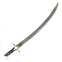 Scimitar Bundle- Damascus Steel Scimitar Sword- Maintenance Kit- Sword Sharpener- Sword Stand - Battling Blades