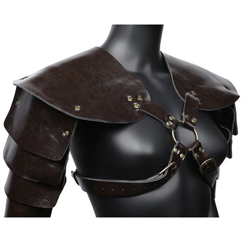 Handmade Steampunk Shoulder Arm Armor for Women Men Medieval Viking Knight Cosplay Costume Accessory Leather Spaulders Pauldrons