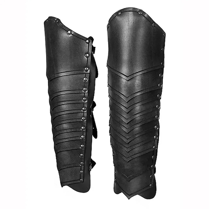 Medieval Viking Warrior Knight Leather Leg Armor Greaves Boots Shoes Cover Renaissance Gaiter Cosplay Costume for Men Women Larp