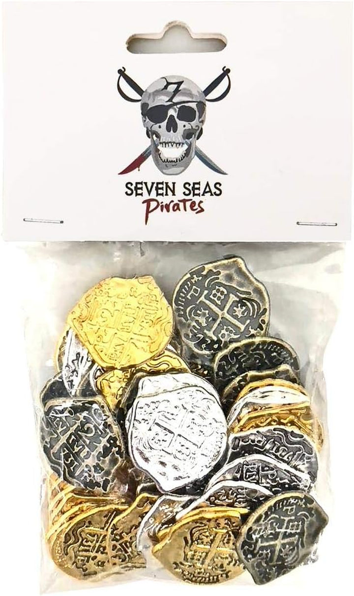 Coins - Golden & Silver Doubloons with Treasure Chest - Lot of 500