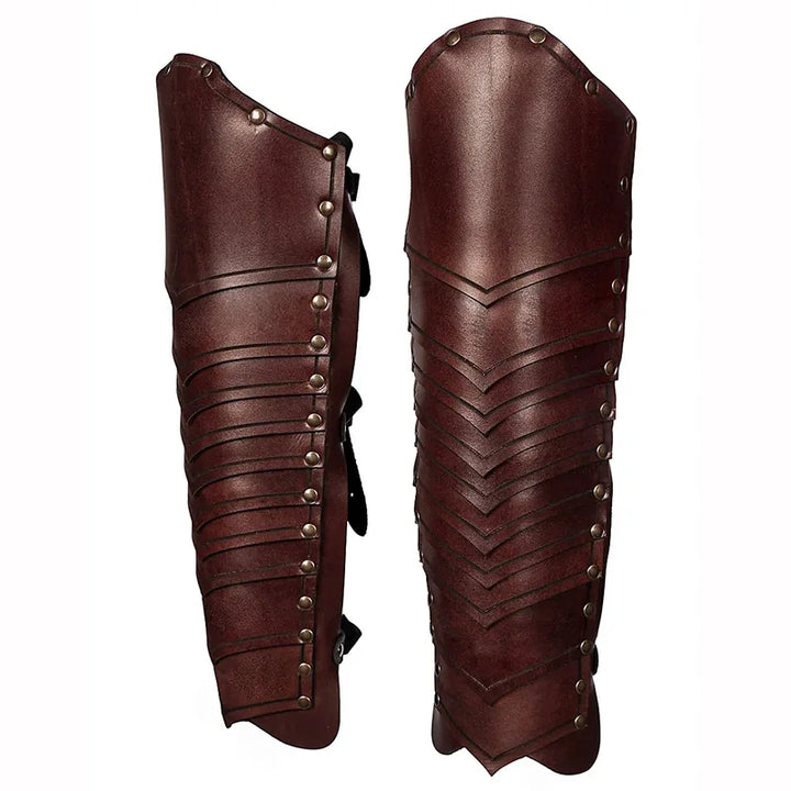 Medieval Viking Warrior Knight Leather Leg Armor Greaves Boots Shoes Cover Renaissance Gaiter Cosplay Costume for Men Women Larp