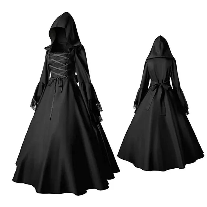 New Women'S Fashion Vintage Celtic Long Sleeve Medieval Dress Floor Length Renaissance Gothic Cosplay Halloween Costume Dress