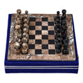 Marble Chess Set- Marina and Black Marble Chess Board with Pieces- 16"