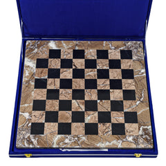 Marble Chess Set- Marina and Black Marble Chess Board with Pieces- 16" - Battling Blades