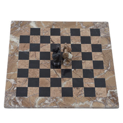 Marble Chess Set- Marina and Black Marble Chess Board with Pieces- 16" - Battling Blades