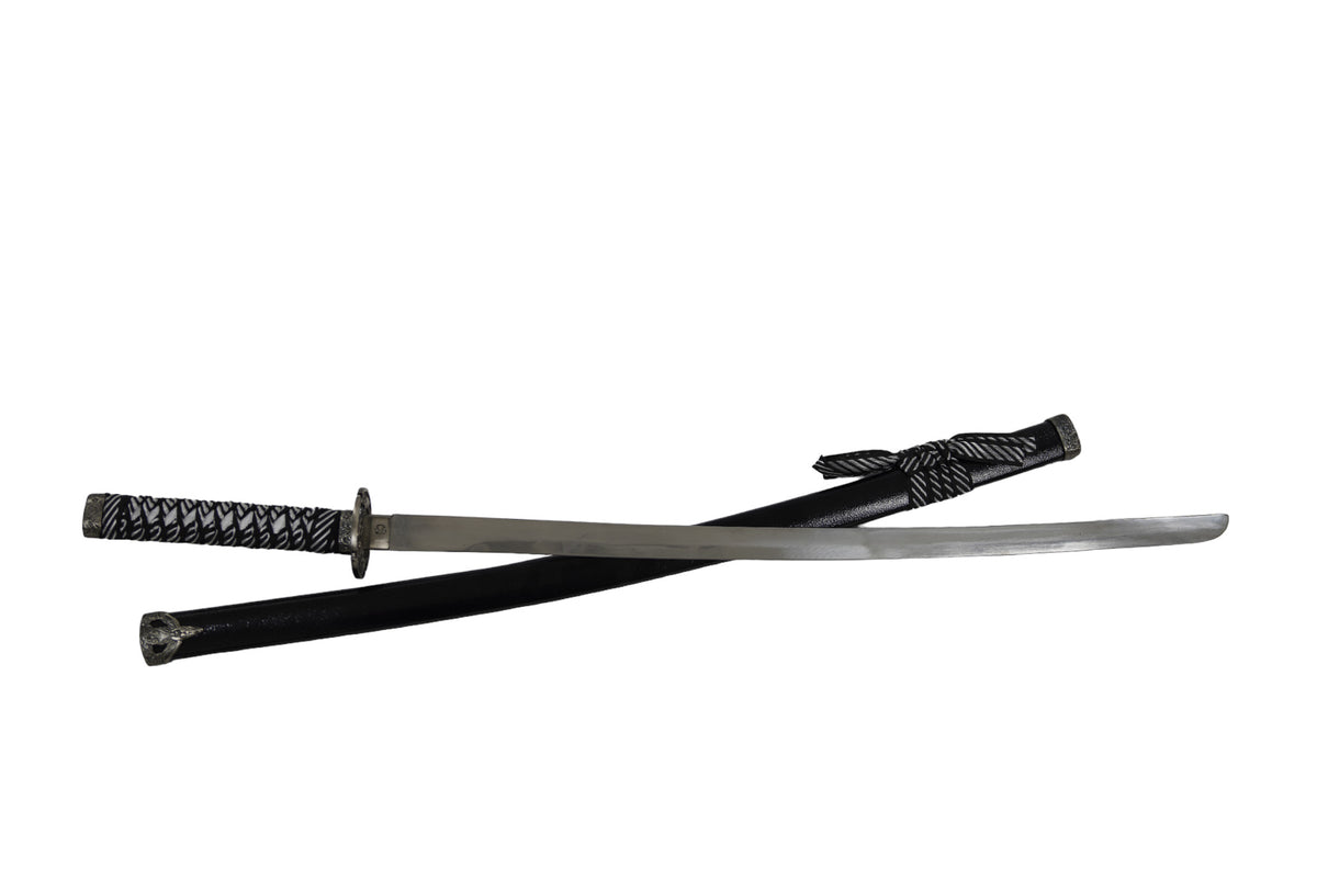 Katana- High Carbon 1095 Steel Sword- Black and White - Battling Blades