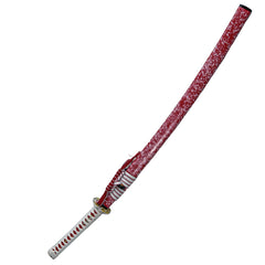 Red Katana Sword- White Handle- High Carbon Damascus Steel Sword- 40.5" - Battling Blades
