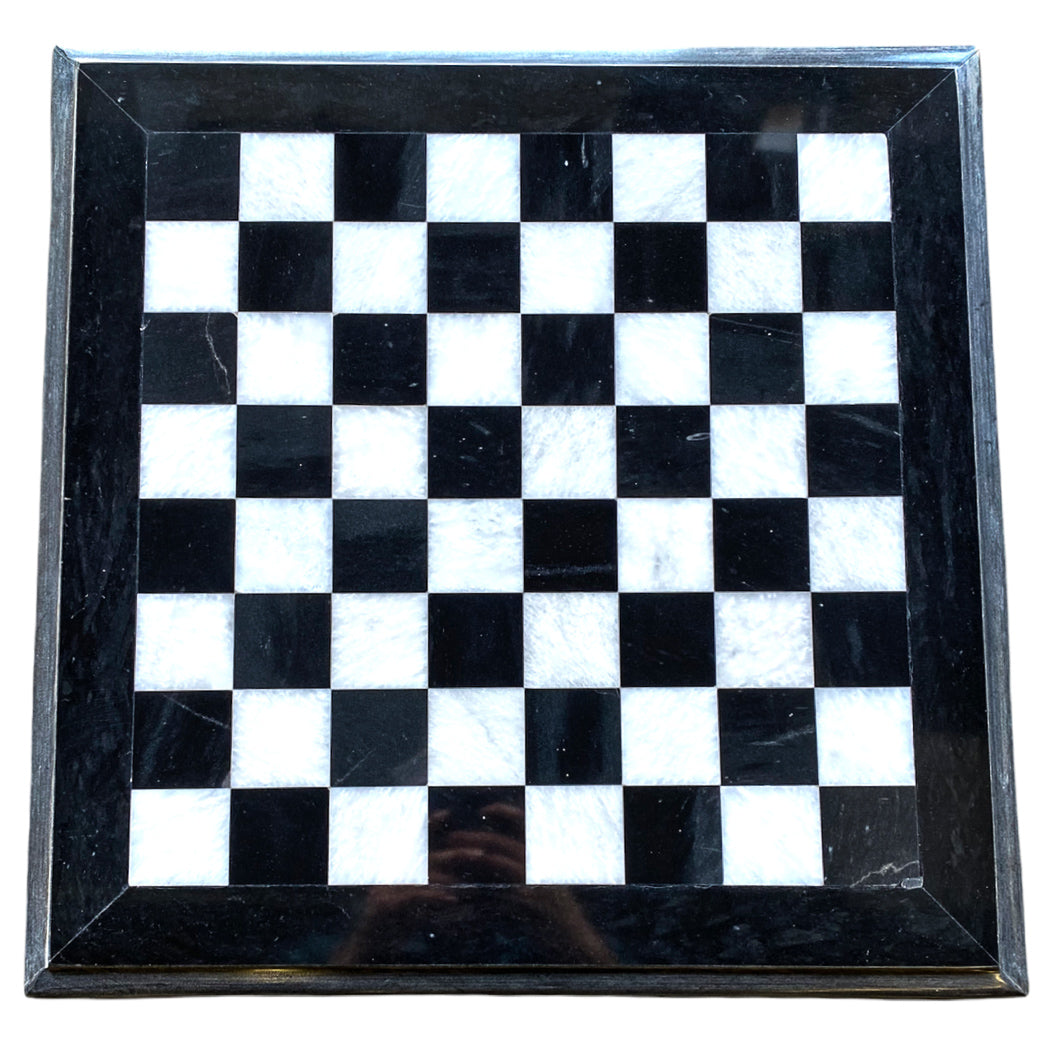 Marble Chess Set- Extra Large Chess Board- Black Boarder- 20"
