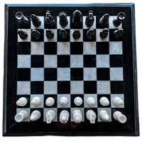 Marble Chess Set- Extra Large Chess Board- Black Boarder- 20"