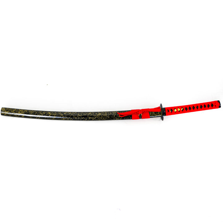 Black Lightning Katana - Red Handle- High Carbon 1095 Steel Sword - 40.5"