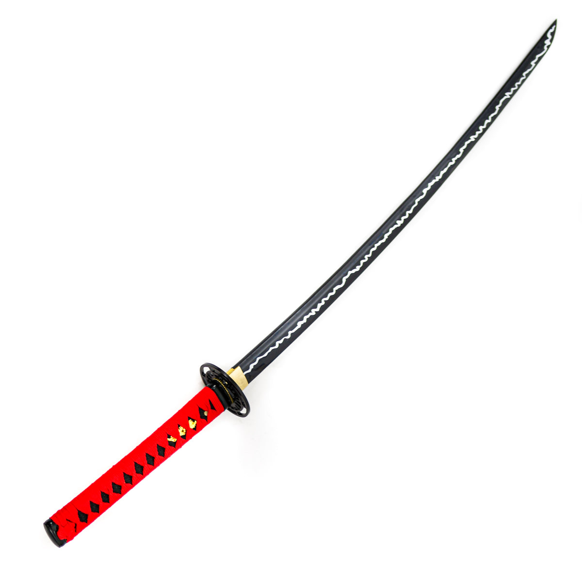 Black Lightning Katana - Red Handle- High Carbon 1095 Steel Sword - 40.5" - Battling Blades