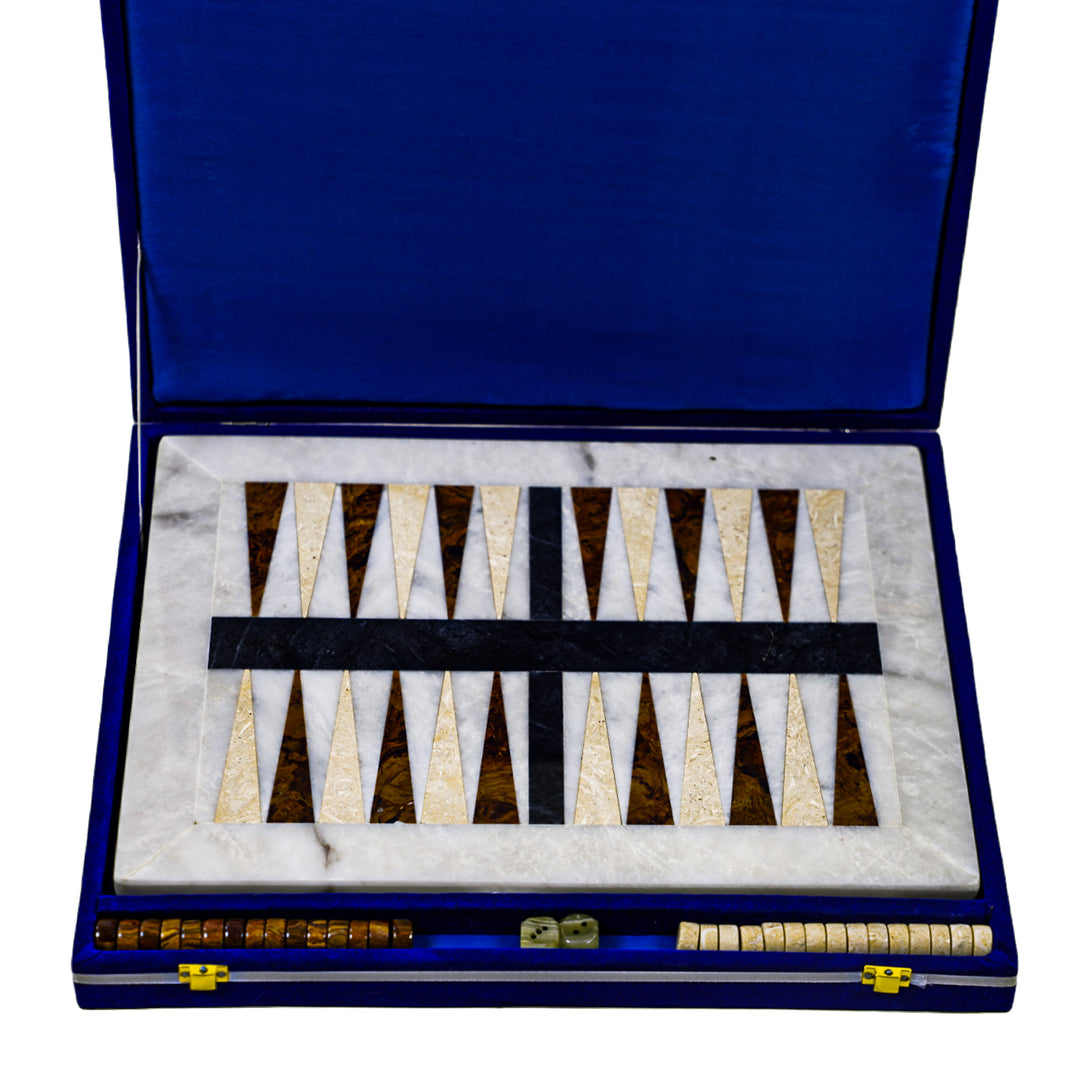 Backgammon- White and Coral- 9"x12"