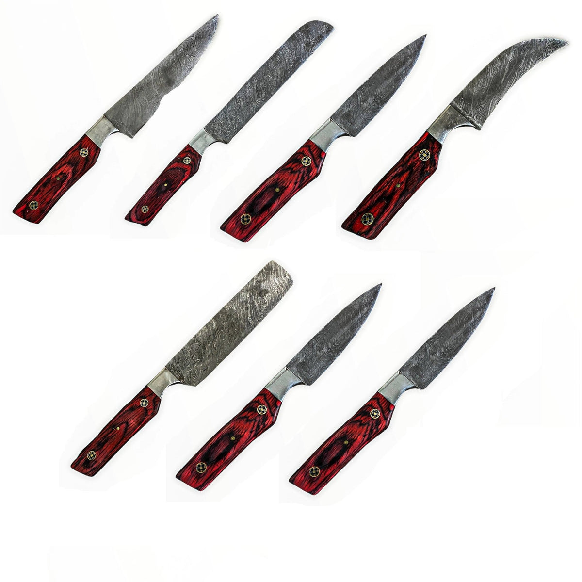 Kitchen Knife Set- Seven Knife Damascus Steel Set - Battling Blades