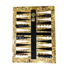 Backgammon- Coral Border with White and Black Pieces- 9"x12" - Battling Blades
