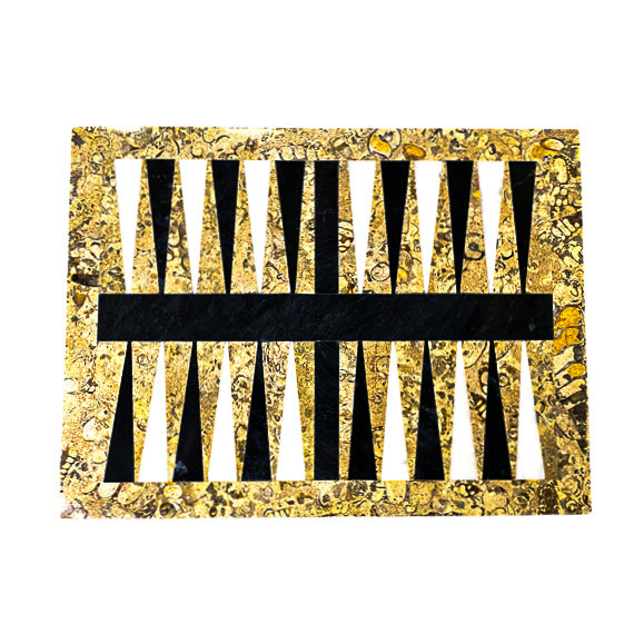 Backgammon- Coral Boarder with White and Black Pieces- 9"x12"