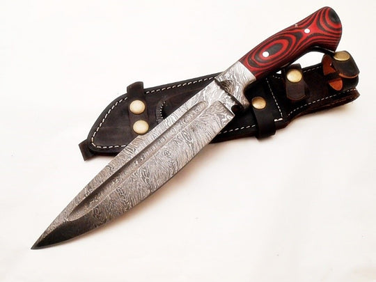 Bowie Knife- Outdoors Knife- High Carbon Damascus Steel Blade- Hunting Knife