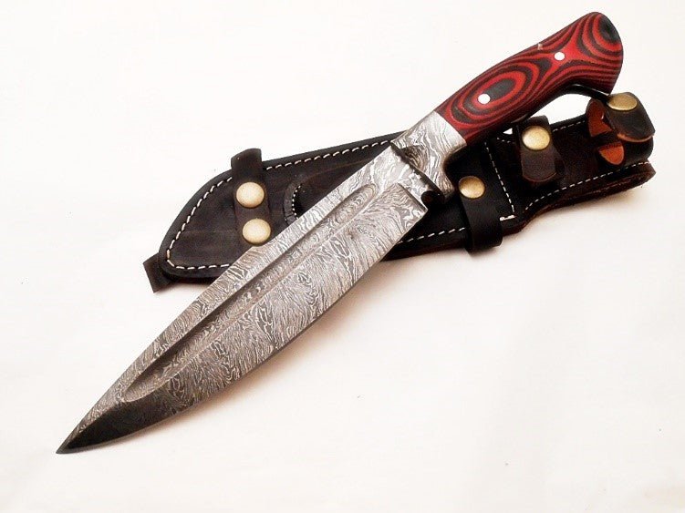 Bowie Knife- Outdoors Knife- High Carbon Damascus Steel Blade- Hunting Knife - Battling Blades