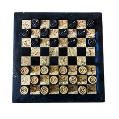 Large Checkers Set- Draughts- Black and White Coral- Black Border- 16" - Battling Blades