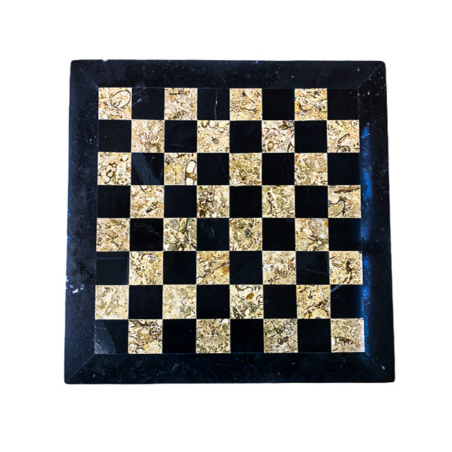 Large Checkers Set- Draughts- Black and White Coral- Black Border- 16"