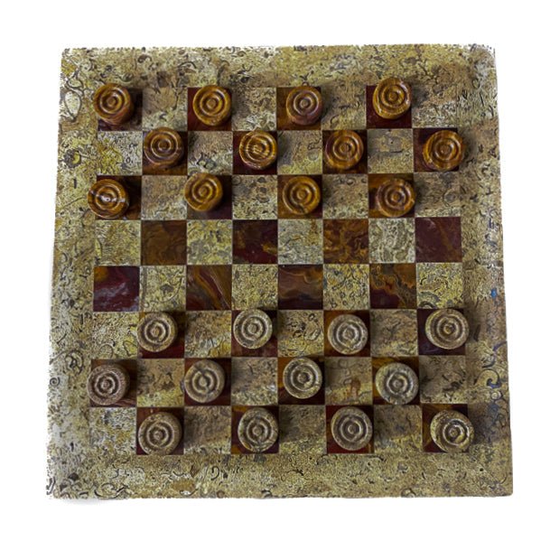 Large Checkers Set- Draughts- Red and Coral- Coral Border- 16" - Battling Blades