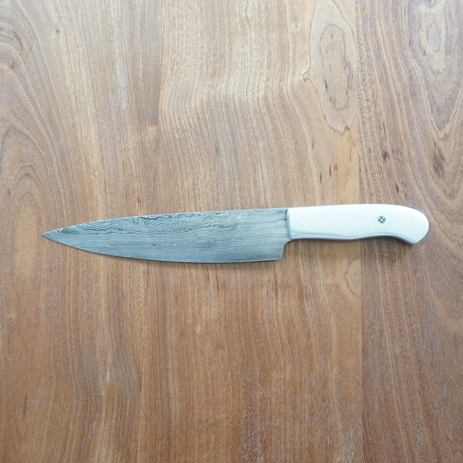 Chef's Knife- High Carbon Damascus Steel with Silver Handle - Battling Blades