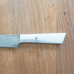 Utility Knife- High Carbon Damascus Steel with Silver Handle- Kitchen Knife/ Paring Knife - Battling Blades