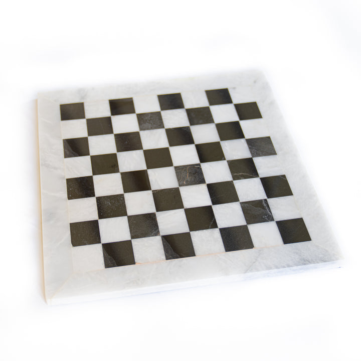 Marble Chess Set- White and Black Marble Chess Board with Chess Pieces- 12"