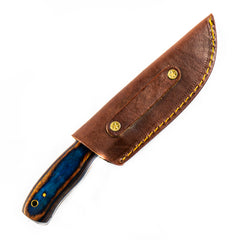 Blue and Red Skinner Knife- High Carbon Damascus Steel- 9" - Battling Blades