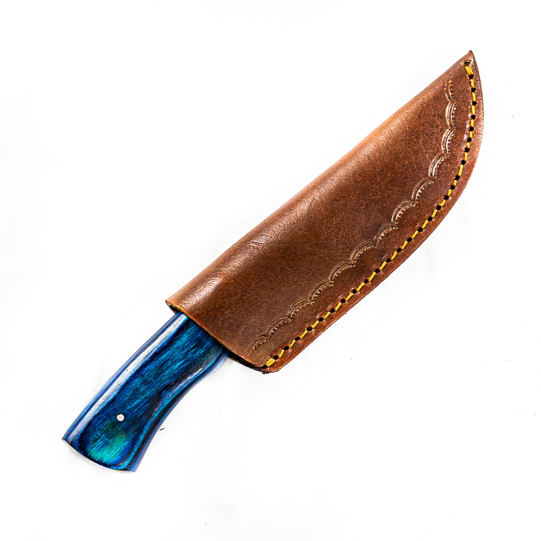Blue Skinner Knife- Skinning Knife- High Carbon 1095 Steel Blade- 8"