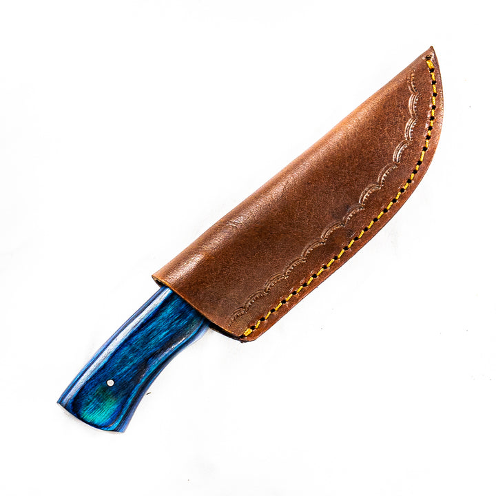 Blue Skinner Knife- Skinning Knife- High Carbon 1095 Steel Blade- 8"