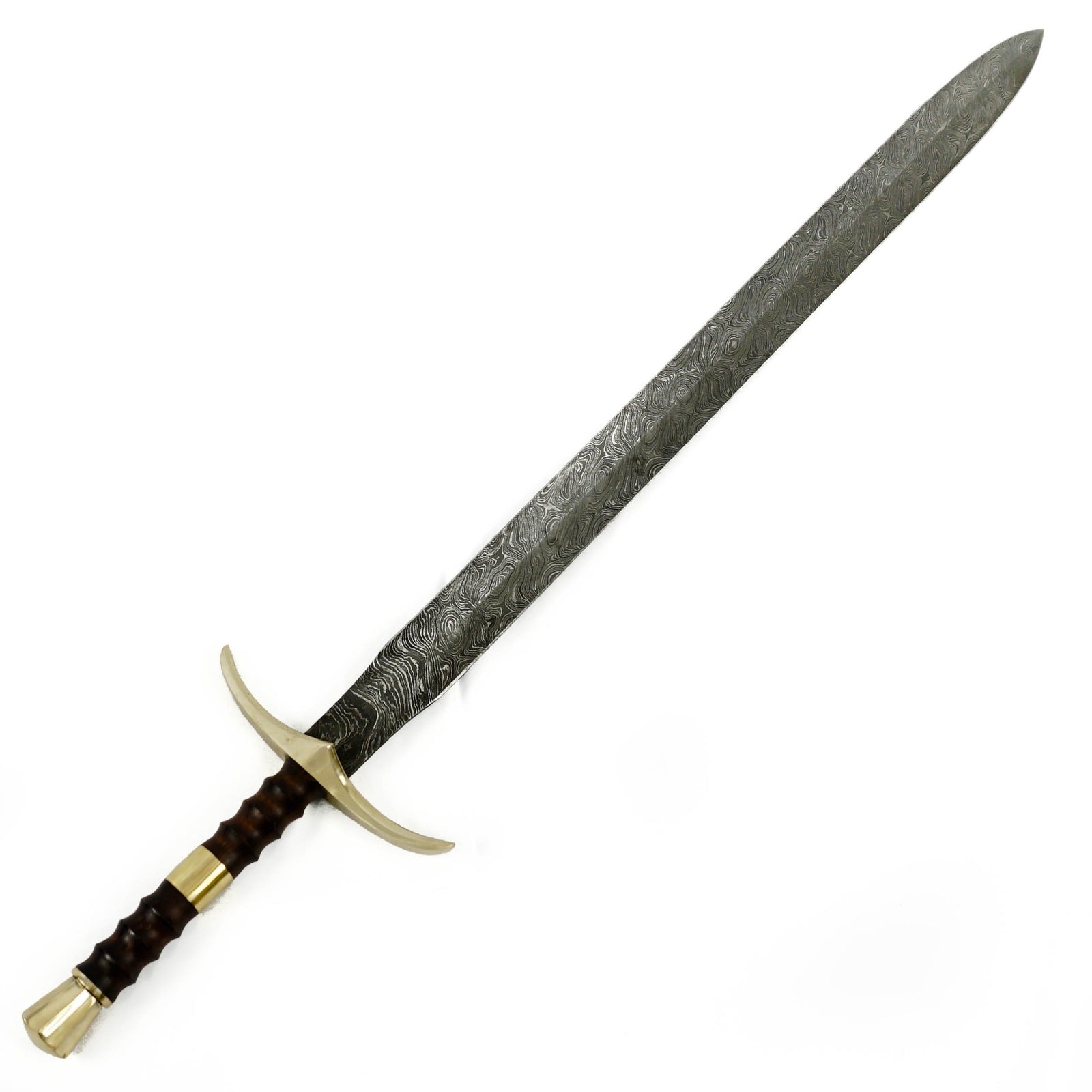 Bastard Sword- High Carbon Damascus Steel Sword- 37"- Longsword - Battling Blades