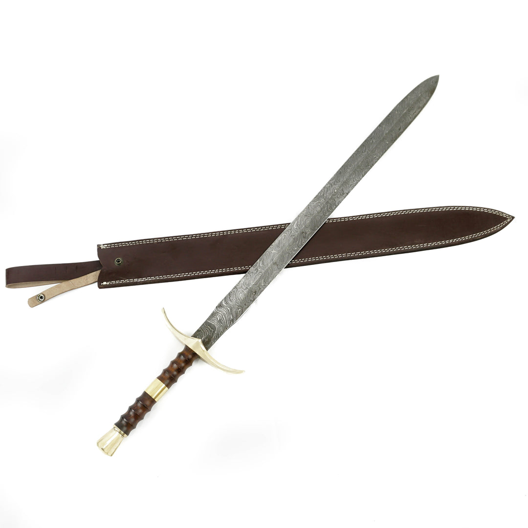 Short Sword- High Carbon Damascus Steel Sword- 28"- Longsword/ Bastard Sword