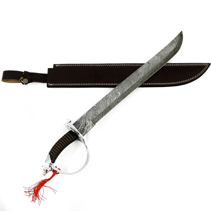 Cutlass - High Carbon Damascus Steel Sword-23" Battle Ready Pirate Sword- Swashbuckling Sword