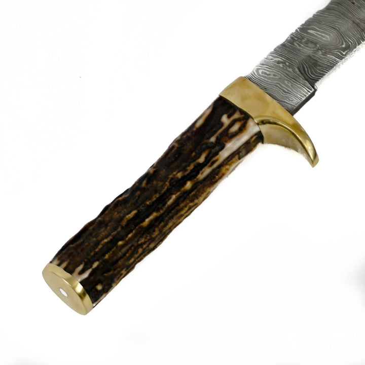 Gurkha Kukri -Stag Horn Handle- Handmade High Carbon Damascus Steel Machete/ Knife/ Sword- 16"