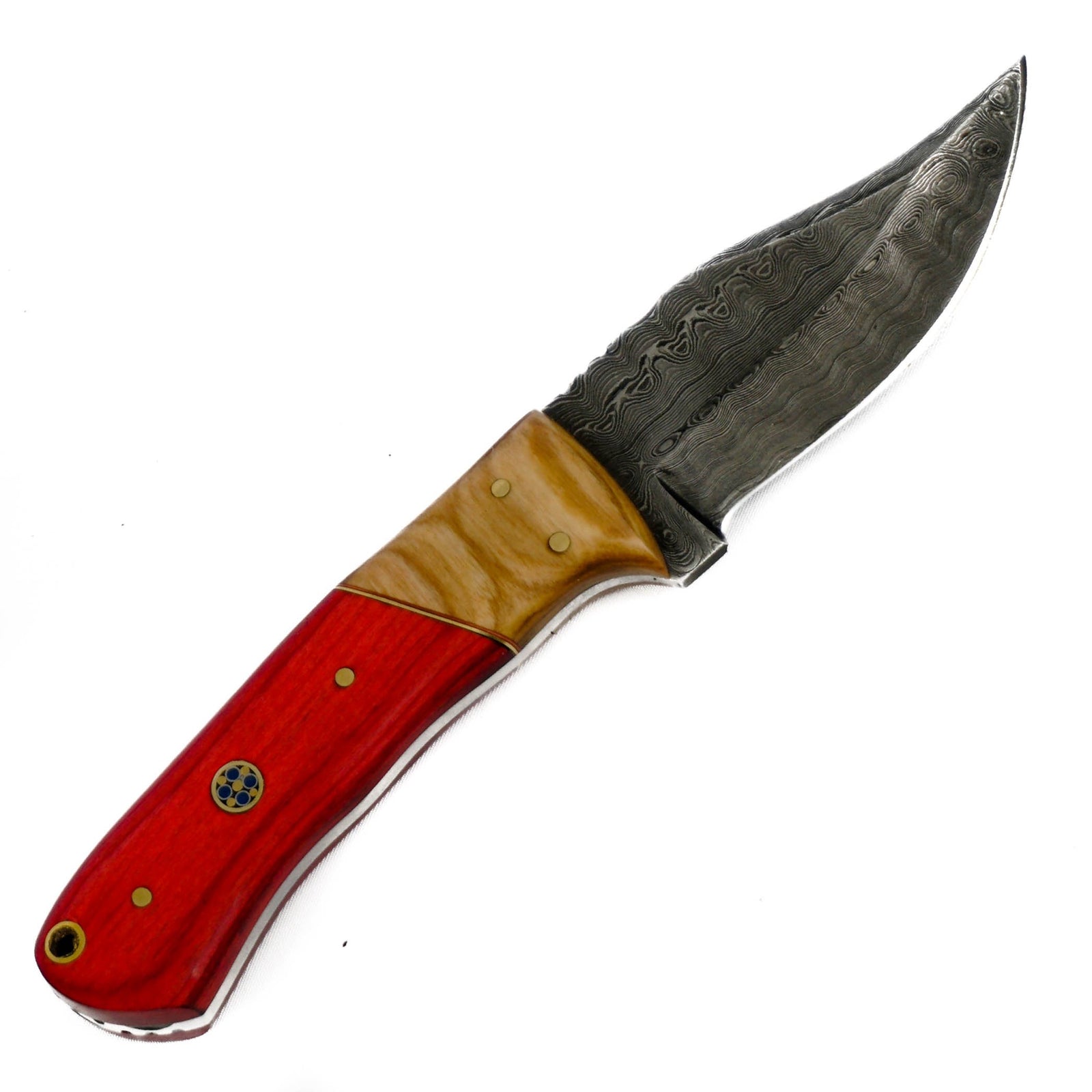 Skinning Knife- Hunting Knife- High Carbon Damascus Steel Blade - Battling Blades