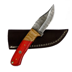Skinning Knife- Hunting Knife- High Carbon Damascus Steel Blade - Battling Blades