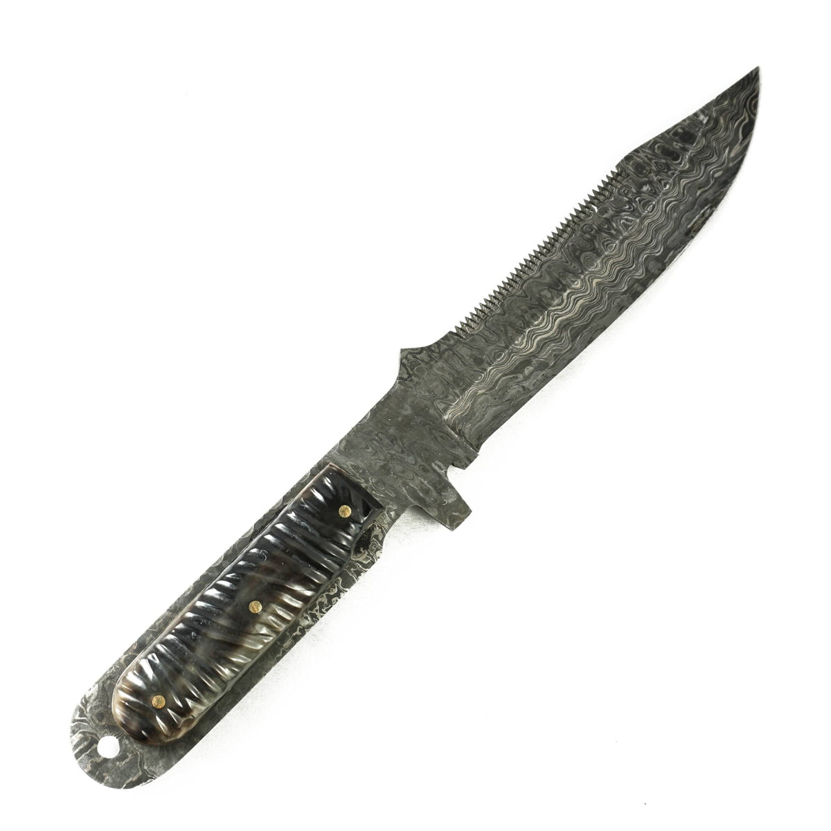Bowie Knife- High Carbon Damascus Steel Blade- Hunting Knife- 12" - Battling Blades