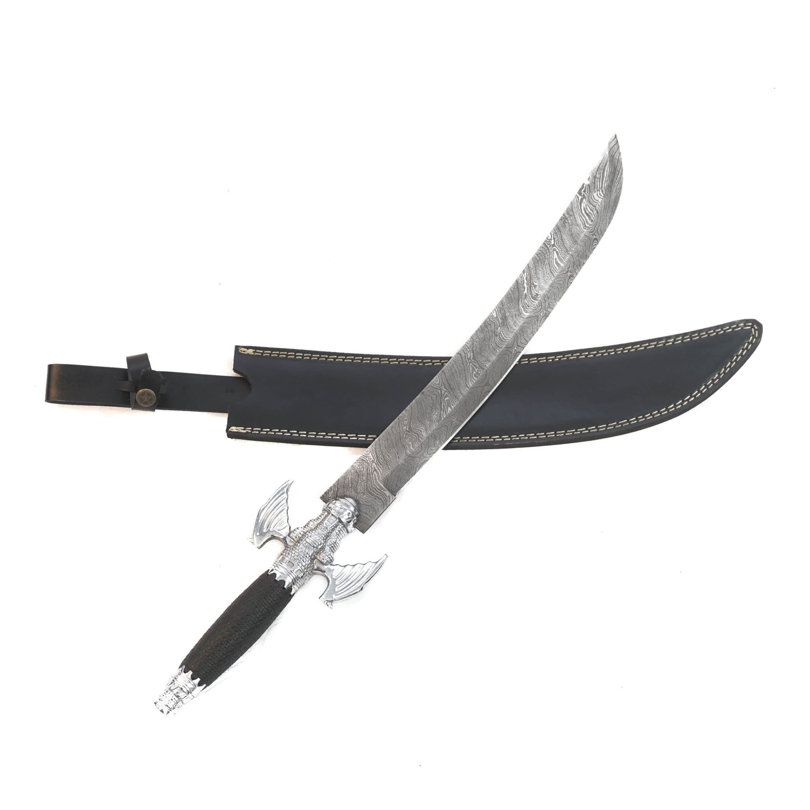 Scimitar Sword/ Saber - High Carbon Damascus Steel Sword- 19"- Sabre Sword - Battling Blades