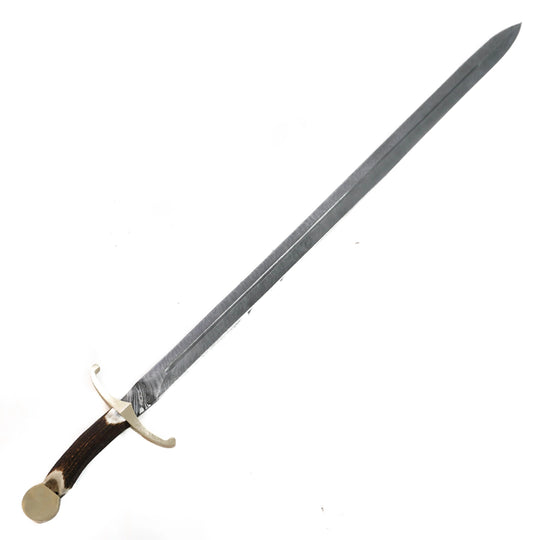 Claymore Sword- High Carbon Damascus Steel Sword- 44"- Stag Horn Handle