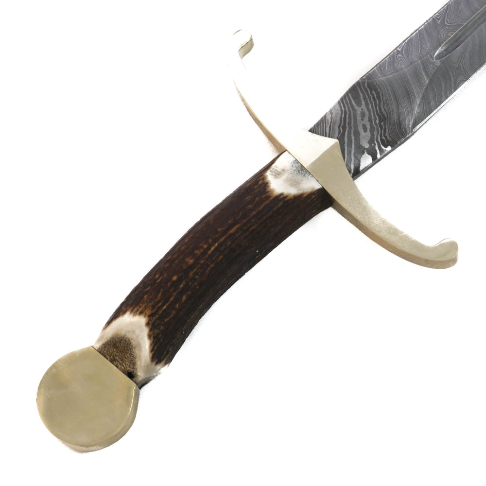 Claymore Sword- High Carbon Damascus Steel Sword- 44"- Stag Horn Handle