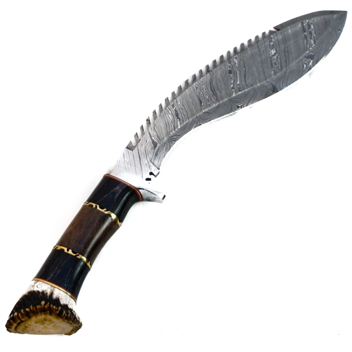 Gurkha Kukri Knife- Handmade Pattern Welded High Carbon Damascus Blade - 16" - Battling Blades