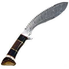 Gurkha Kukri Knife- Handmade Pattern Welded High Carbon Damascus Blade - 16" - Battling Blades