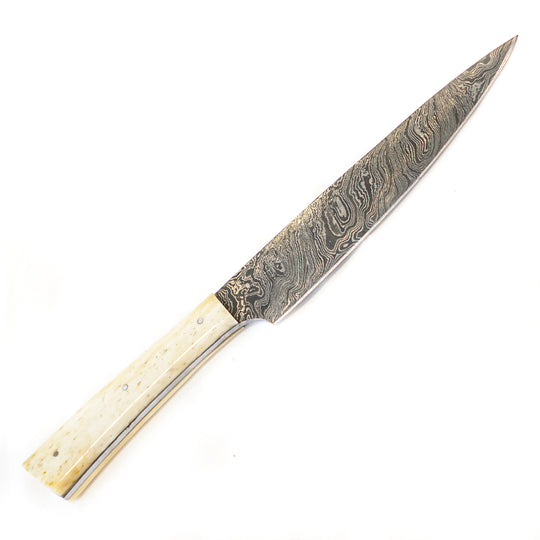 Carving Knife-Bone Handle- High Carbon Damascus Steel Blade