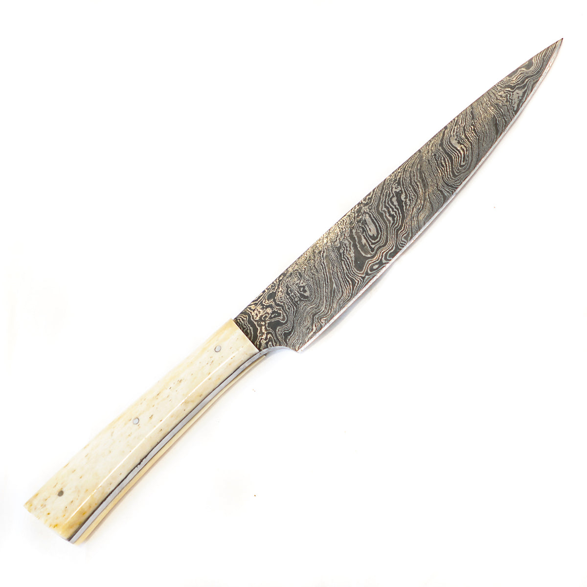 Carving Knife-Bone Handle- High Carbon Damascus Steel Blade - Battling Blades