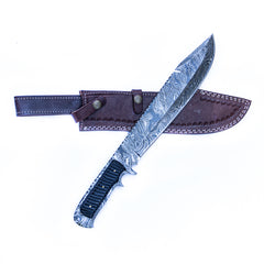 Hunting Knife- High Carbon Damascus Steel Blade - 16" - Battling Blades