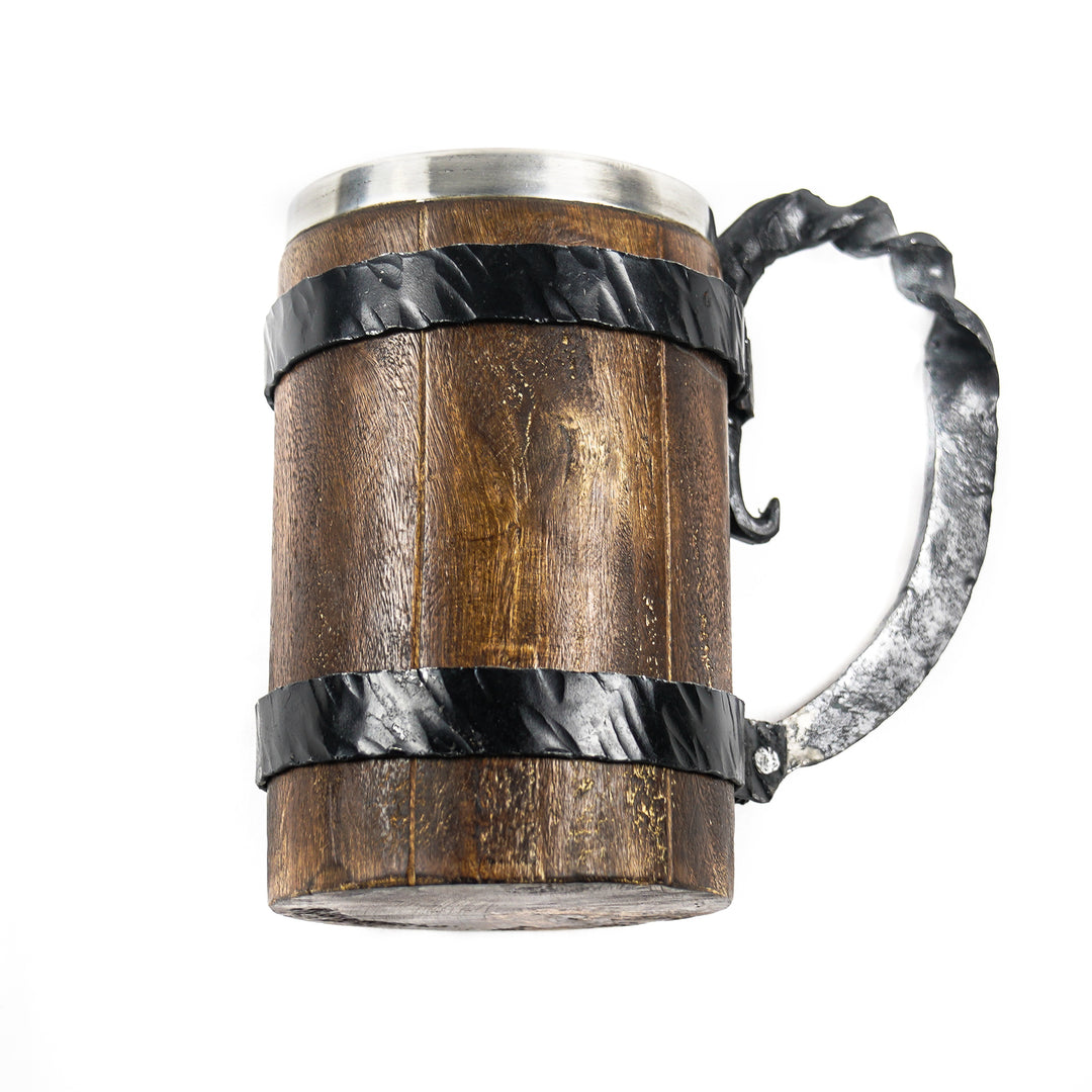 Viking Wooden Mug- Large Tankard- 16 Fl Oz