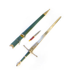 Longsword with Knife - Green - 44"- High Carbon 1095 Steel Sword With Clay Temper - Battling Blades