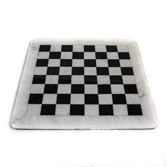 Large Marble Chess Set- White and Black with Fancy Chess Pieces- White Border- 16" - Battling Blades