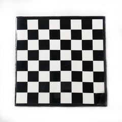 Brass Chess Set- Roman Style Black and White Board- Black Border- 12" - Battling Blades
